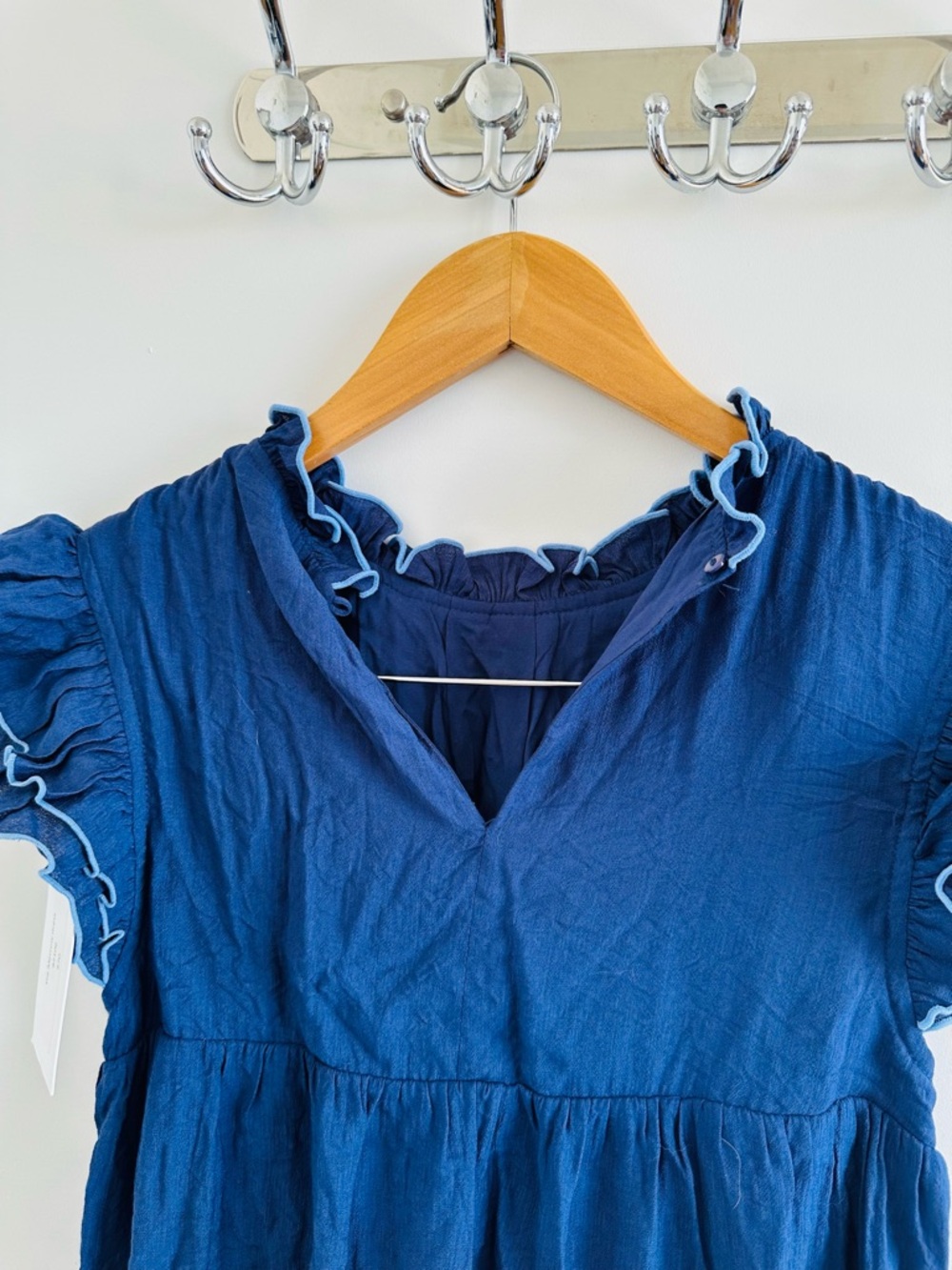 English Factory Navy Ruffle Sleeve Mini Dress - Picture 7 of 10